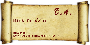 Bink Arzén névjegykártya